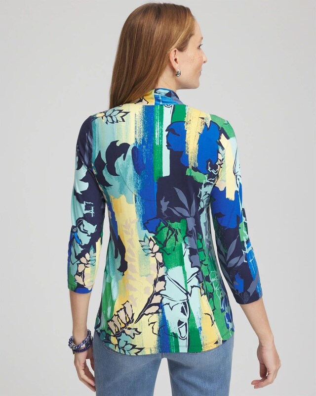 Touch of Cool Printed V-Neck Top - image 3